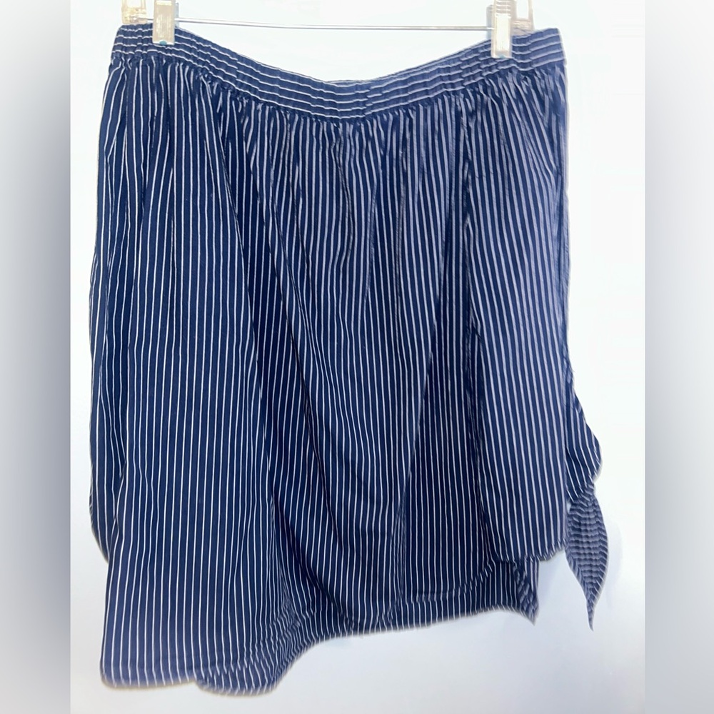 Navy Striped Off the Shoulder Women's Long Sleeve Shirt